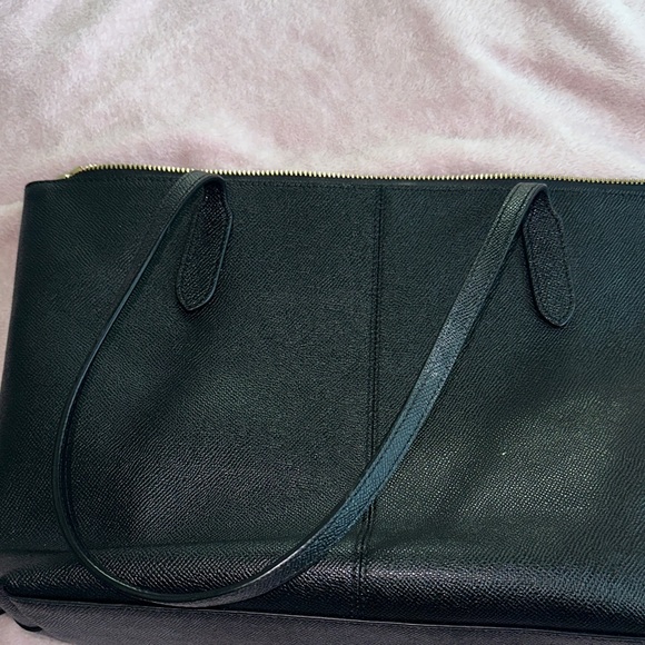 Coach Black Leather Tote with Gold Accents - Picture 3 of 5